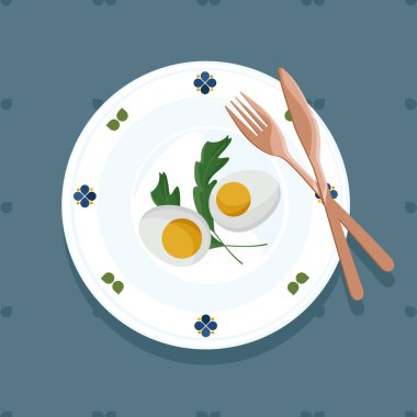 Yumurta ve roka - servis illüstrasyon vektör