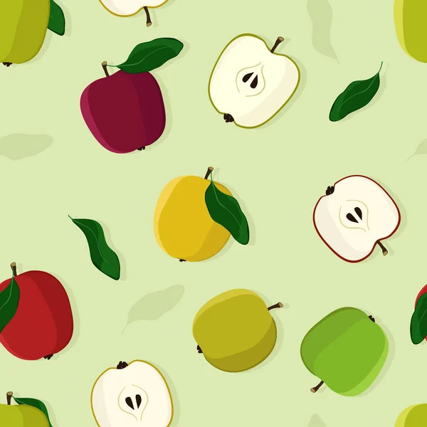 Pommes Sur Fond Vert Clair Fond Vectoriel — Image vectorielle