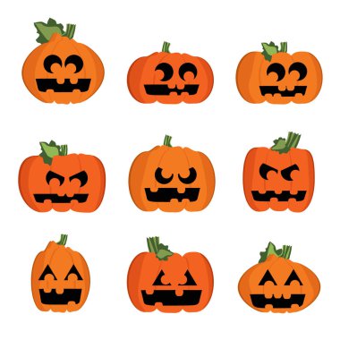 Halloween pumpkins - vektör çizim seti