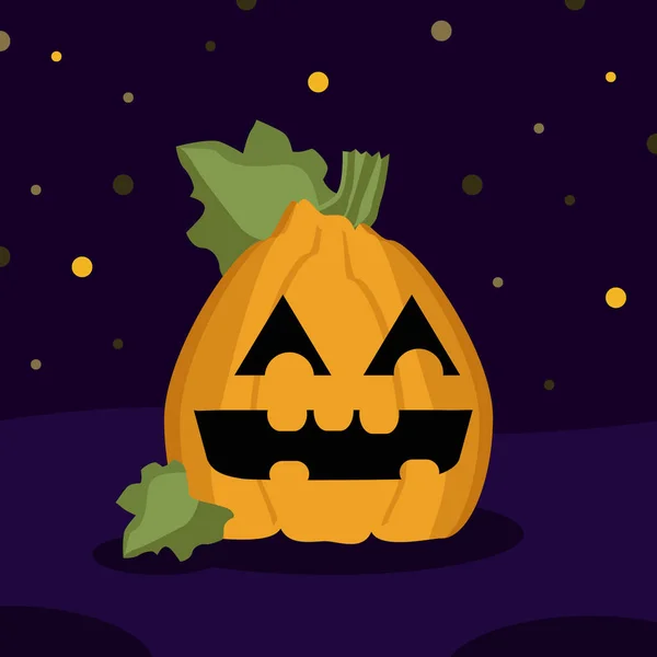 Calabaza Halloween Sobre Fondo Oscuro Ilustración Vectorial — Archivo Imágenes Vectoriales