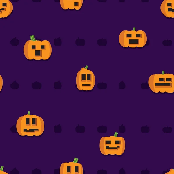 Halloween Pumpkins Dark Purple Vector Background — Stock Vector