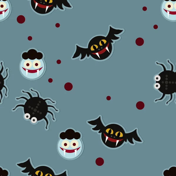 Fledermäuse Vampire Und Spinnen Vektorillustration Halloween — Stockvektor