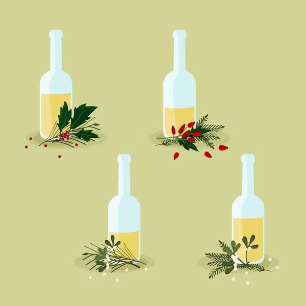 瓶与蛋酒和圣诞节装饰 向量例证 — 图库矢量图片