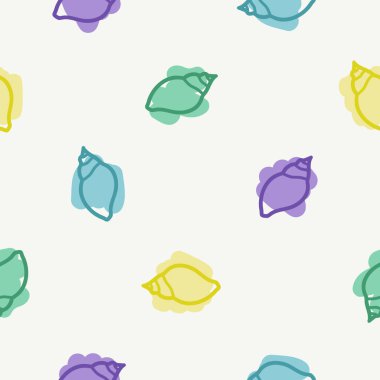 Sarı, mor, yeşil ve mavi deniz kabuklarını - vektör arka plan