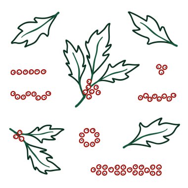 Anahat holly ağaç set - vektör çizim