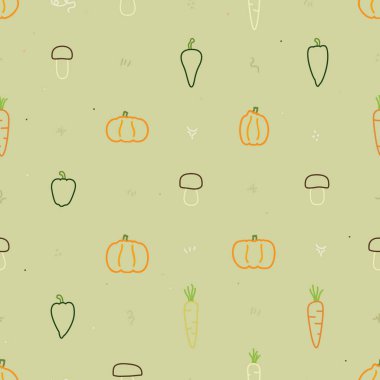 Kabak, biber, havuç ve mantar - vektör arka plan