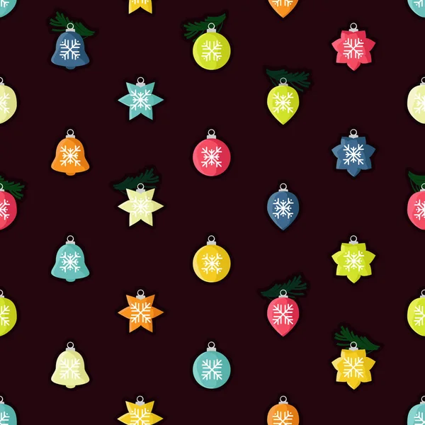 Coloridas Bolas Navidad Decoradas Con Copo Nieve Vector Fondo — Vector de stock