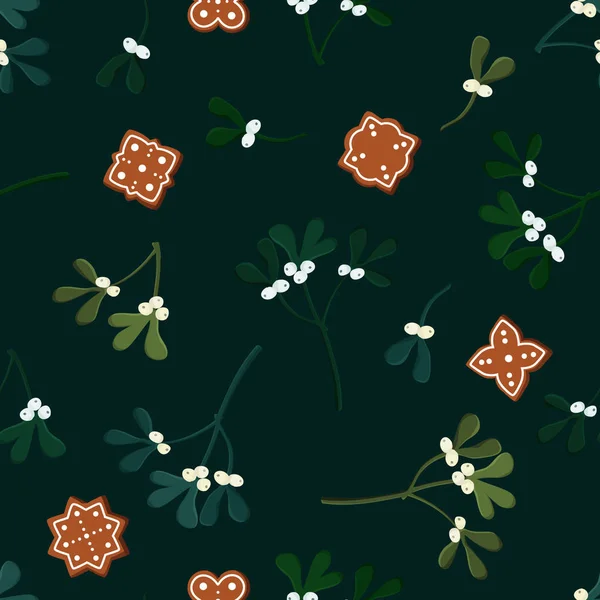 Mistletoe Пряники Векторний Фон — стоковий вектор