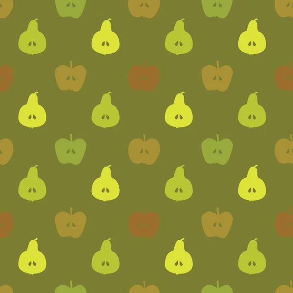 Apfel Und Birne Silhouetten Vektor Hintergrund — Stockvektor