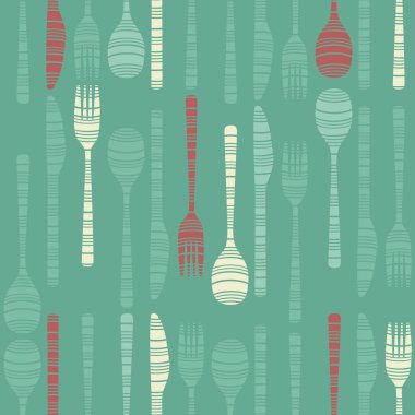 Açık yeşil renkli çatal - vektör arka plan ile dekore edilmiştir.