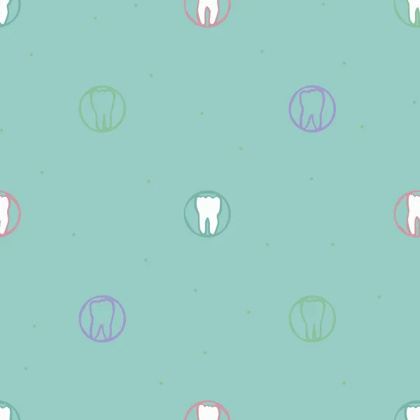 明るい緑の背景のベクトルの背景に歯スタンプ — ストックベクタ