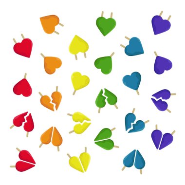 Renkli kalp buz kümesi açılır - vektör çizim