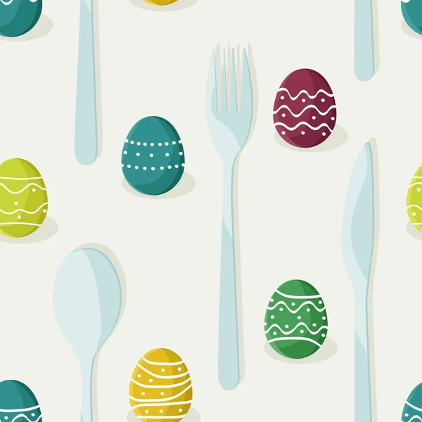 Colorful Easter Eggs Cutlery Vector Background — Stock Vector
