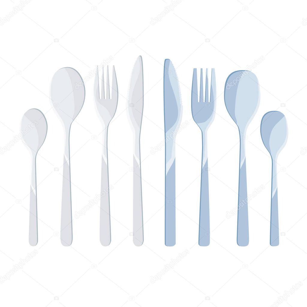 Knife, fork and spoon set - vector illustration