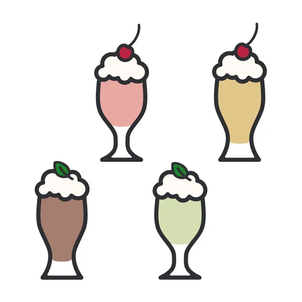 Milkshake Fraise Vanille Menthe Chocolat Illustration Vectorielle — Image vectorielle