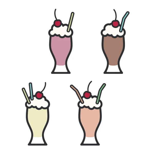 Set Van Verschillende Milkshakes Vector Illustratie — Stockvector