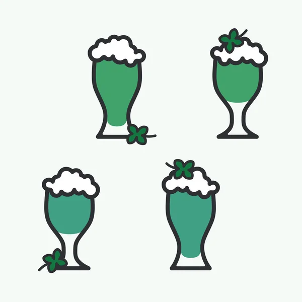 Ensemble Verres Bière Verte Illustration Vectorielle — Image vectorielle