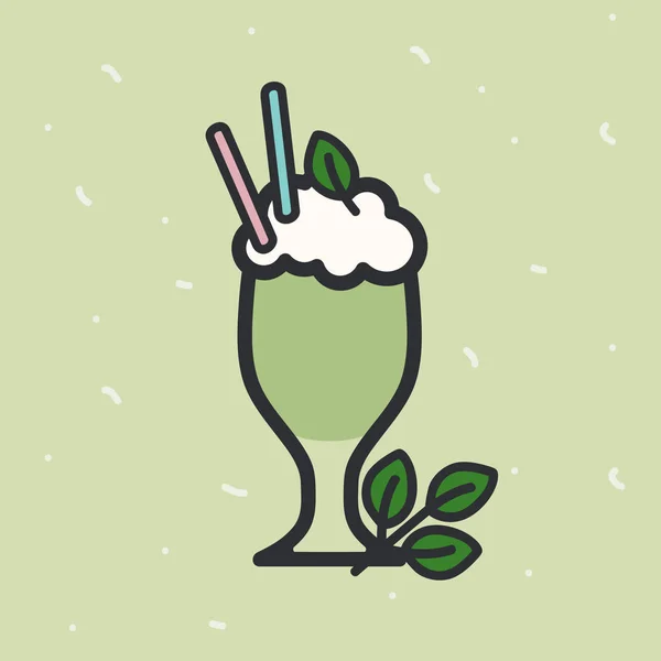 Milkshake Hortelã Sobre Fundo Verde Claro Ilustração Vetorial — Vetor de Stock