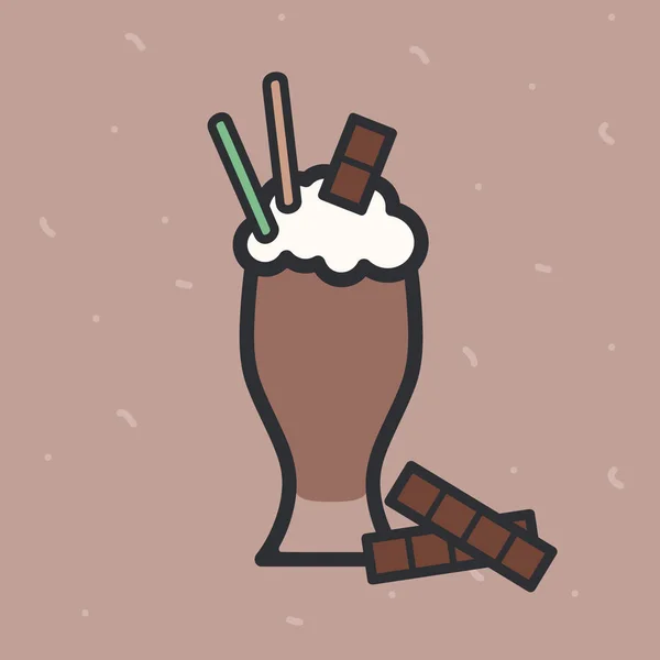 Chocolade Milkshake Een Licht Bruine Achtergrond Vector Illustratie — Stockvector