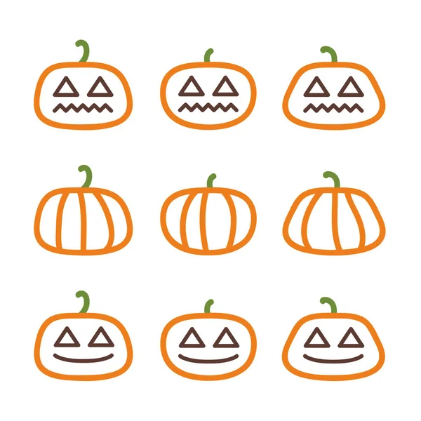 Outline Halloween Pumpkins Vector Illustration — Stock Vector