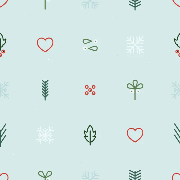 Holly Muérdago Abeto Copos Nieve Fondo Tema Navidad — Vector de stock