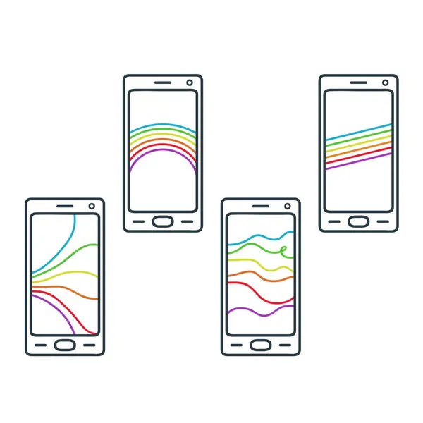 Décrivez Les Smartphones Avec Dessin Arc Ciel Illustration Vectorielle — Image vectorielle