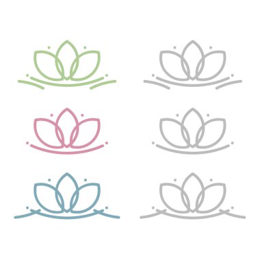 Lotus çiçeği seti - vektör illüstrasyonu