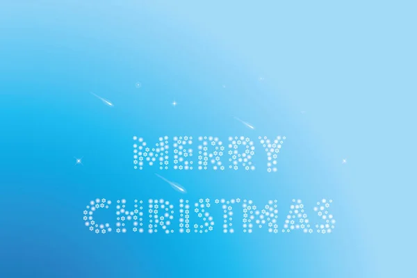 Kerstwensen gemaakt door sneeuwvlokken op blauwe achtergrond met shoo — Stockvector