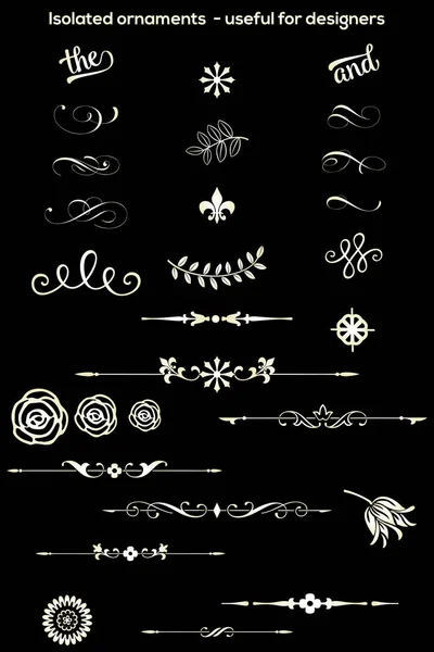 Isolated calligraphic ornaments useful for designers — Stock Vector