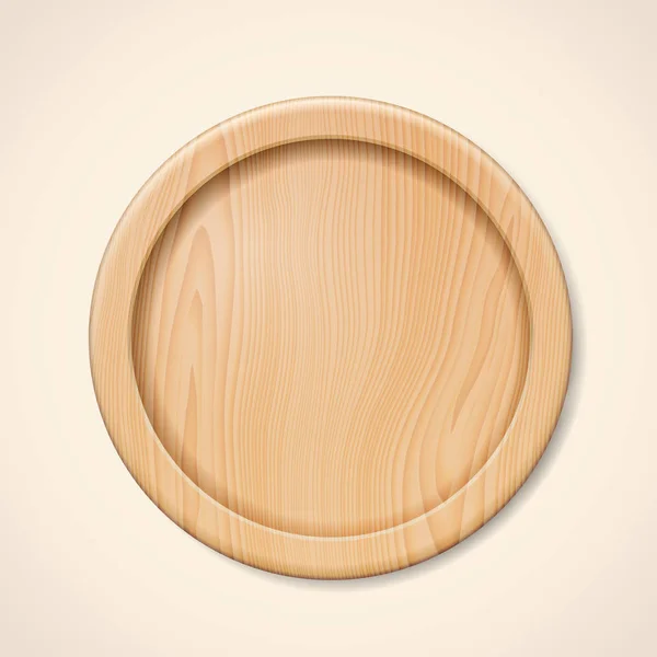 Plateau ou assiette en bois, serveur pour repas — Image vectorielle