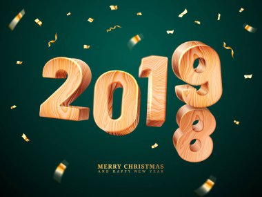 Merry christmas ve yeni yıl için tahta 2019
