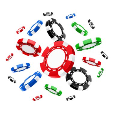 Gerçekçi uçan casino fişi veya 3d kumar nakit