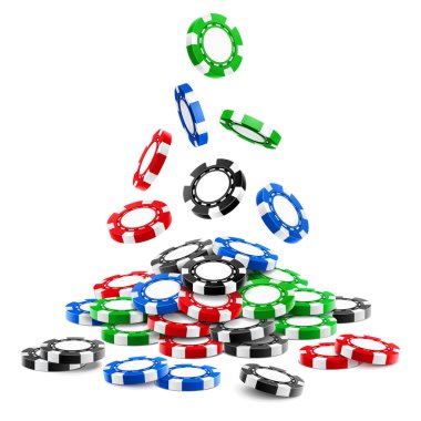 3d kumar belirteçleri veya casino chipi yığın yığını