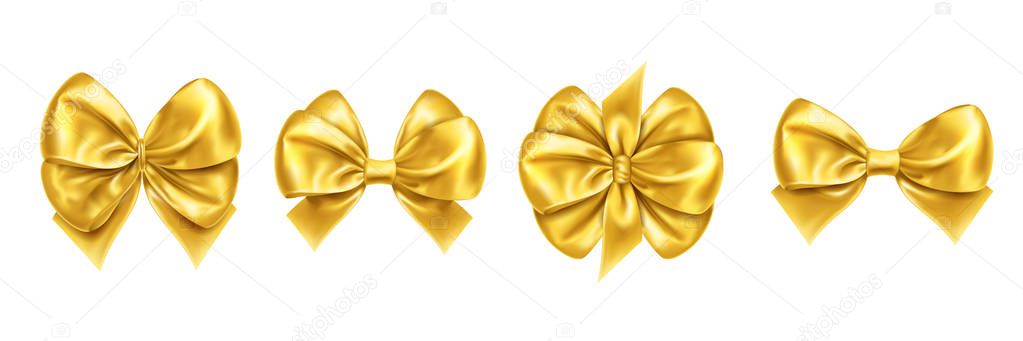 Set of isolated bow knots for gift decoration