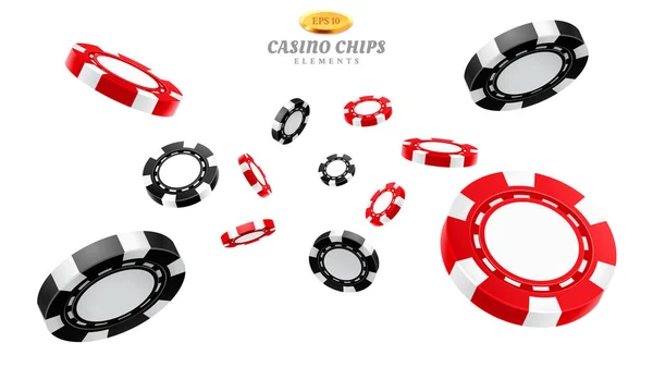 3D kasinomarker eller flygande realistiska tokens — Stock vektor