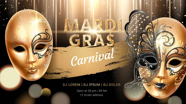 Maschera di carnevale con farfalla per banner mardi gras — Vettoriale Stock