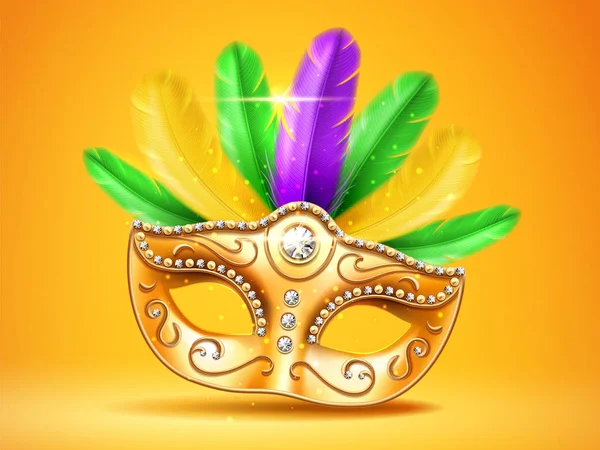 Mascarade de plumes colorées, carnaval, masque festif — Image vectorielle