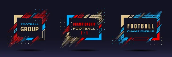 Taça de futebol, ilustração do campeonato de futebol. Molduras vetoriais com linhas dinâmicas isoladas em fundo preto. Efeito de falha. Elemento holográfico para cartões de design, convites, folhetos, brochuras — Vetor de Stock