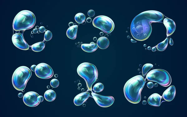 Ensemble de bulles de savon ou de shampooing isolées réalistes — Image vectorielle