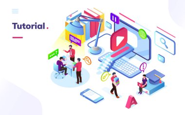 İnsanlar online video eğitimi öğrenme.