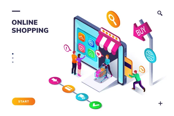 Modelo de landing page para compras online —  Vetores de Stock