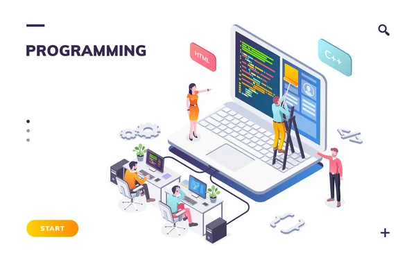Geliştiriciler ve dizüstü bilgisayar ile programlama ofisi