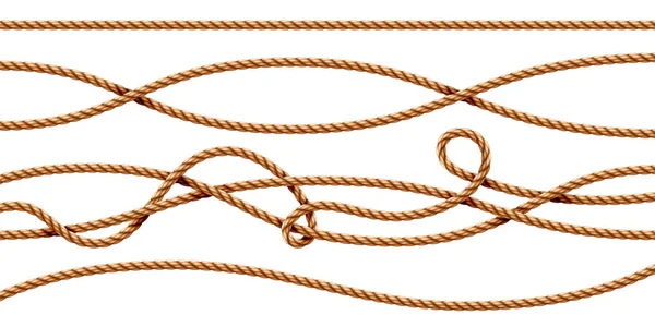 Zestaw odizolowanych lin 3D, sznurków, sznurków — Wektor stockowy