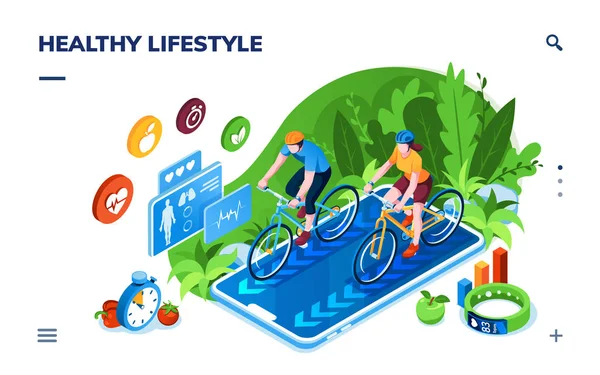 Gezonde lifestyle of sport training applicatie — Stockvector