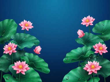 Lotus çiçek ve mavi arka plan bırakır