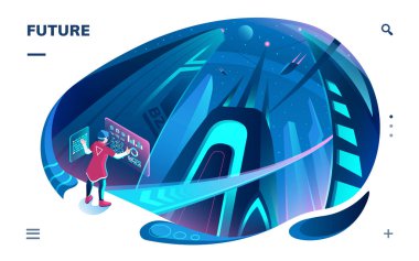 Akıllı telefon uygulaması için fütüristik şablon