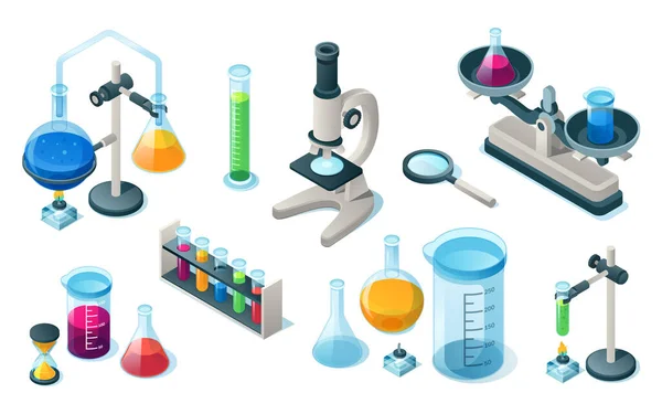 Set of chemical, medical laboratory, lab equipment — Stock Vector