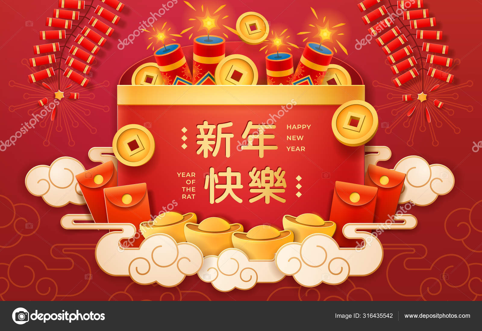 Chinese New Year Cards 2020 rat year Cards Red Packet Red Envelo^^ 