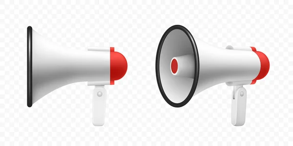 Megaphone, realistic speaker, loudspeaker bullhorn — Stock Vector