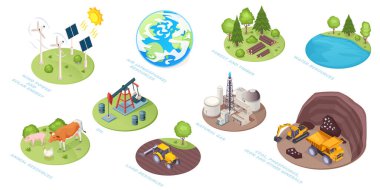 Natural resources, eco nature renewable energy, clipart